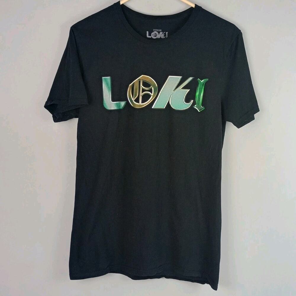 Marvel Studios Loki Mens M Black‎ Green Loki Crew Neck Short Sleeve Tshirt